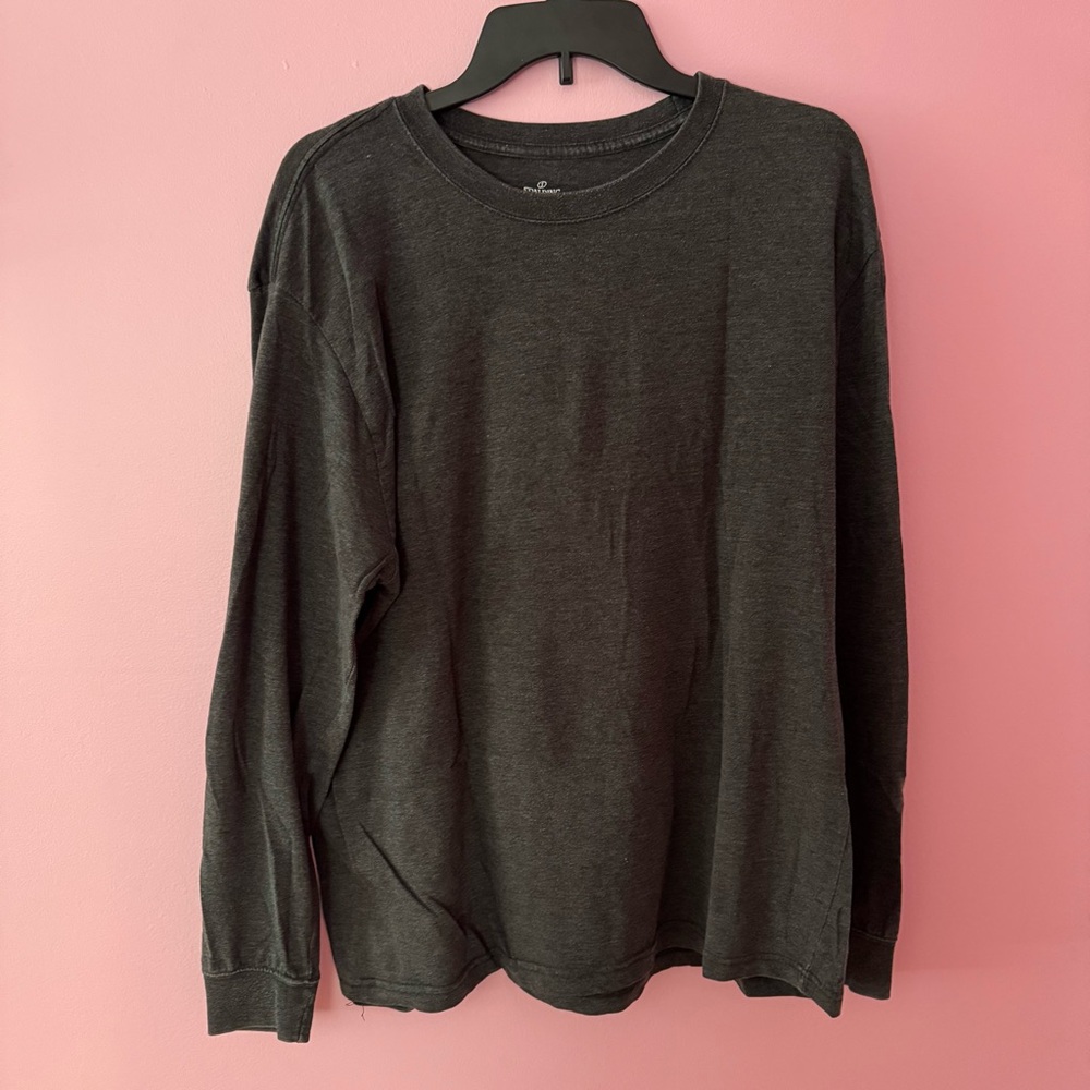Spalding Gray Long Sleeve Tee Classic Crew Neck